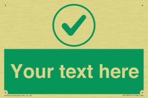 Custom green background, green tick in circle sign